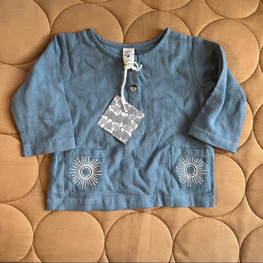 Kate Quinn | Embroidered Blue Suns Top | NWTs | 6-12